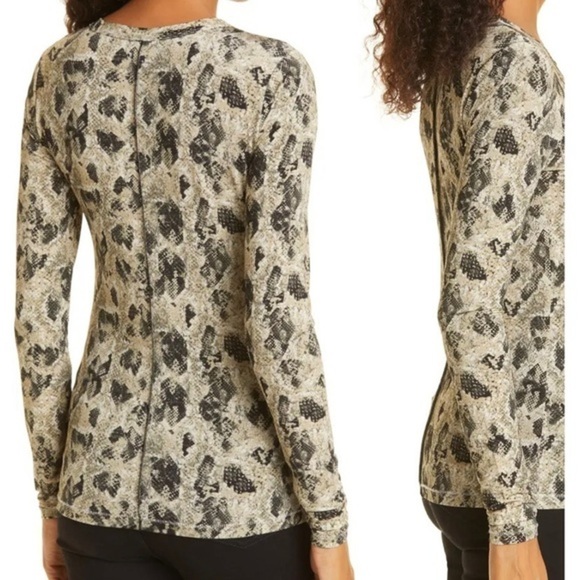 RAG & BONE Sabeen Print Long Sleeve T-Shirt in Beige multi Size M - Picture 2 of 13